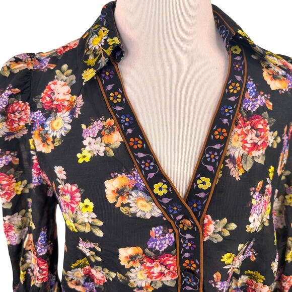 Alice + Olivia Cosima Floral Print Silk Button Up Blouse Size Small - Picture 8 of 8
